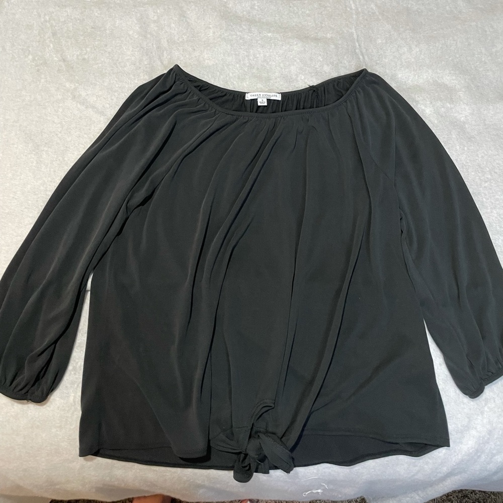 Green Envelope scoop neck top